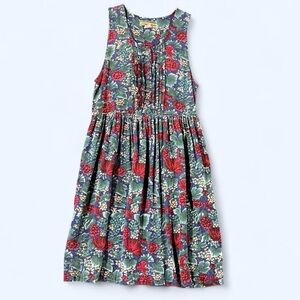 Vintage 90s Floral Midi Dress Medium Bryn Connelly Cottagecore Holiday Christmas